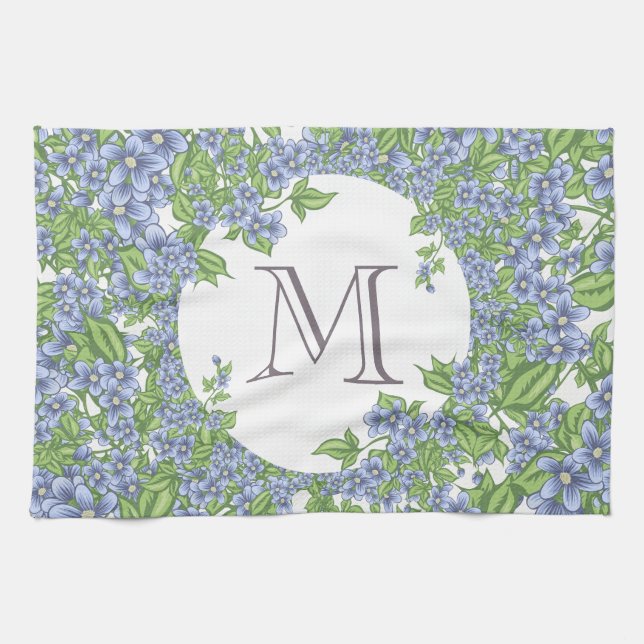 Floral Wreath Monogramm Küchentuch (Horizontal)
