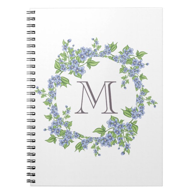 Floral Wreath Monogramm Notizblock (Vorderseite)