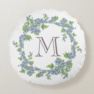 Floral Wreath Monogramm Rundes Kissen
