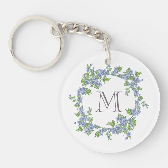 Floral Wreath Monogramm Schlüsselanhänger (Vorderseite)