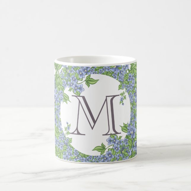 Floral Wreath Monogramm Tasse (Mittel)