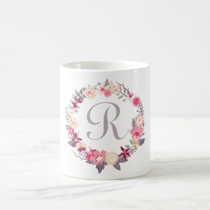Floral Wreath Monogramm Tasse