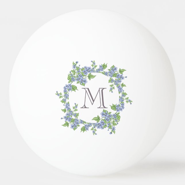 Floral Wreath Monogramm Tischtennisball (Vorderseite)