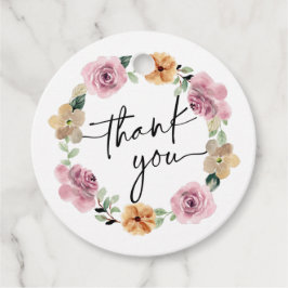 Floral Wreath Script Vielen Dank Geschenkanhänger