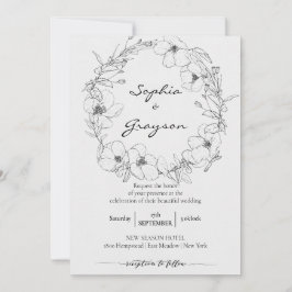 Floral Wreath | Sketch Peony Wedding Celebration Einladung