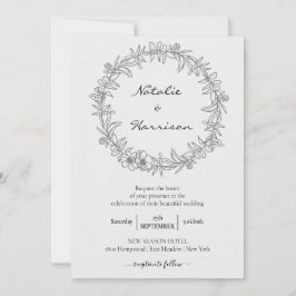 Floral Wreath | Sketch Peony Wedding Celebration Einladung