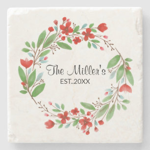 Floral Wreath Steinuntersetzer