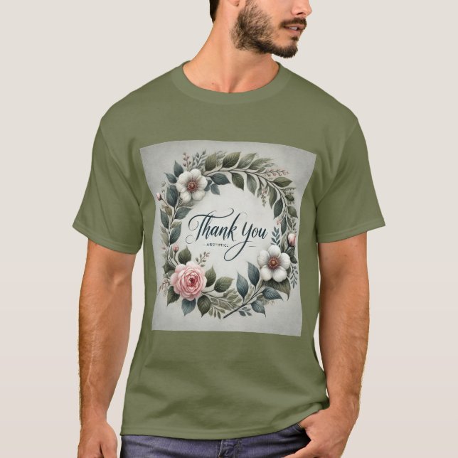Floral Wreath Vielen Dank Mens T-Shirt (Vorderseite)