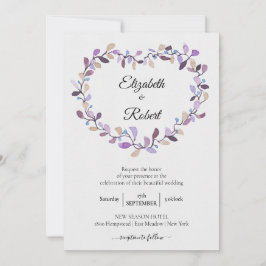 Floral Wreath | Violett Rosa Foliage Hochzeit Einladung