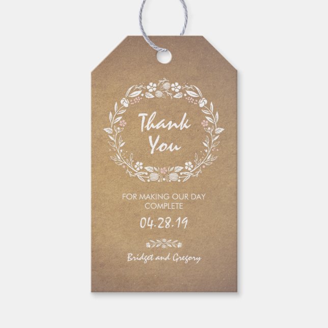 Floral Wreath Wedding Geschenkanhänger (Vorderseite)
