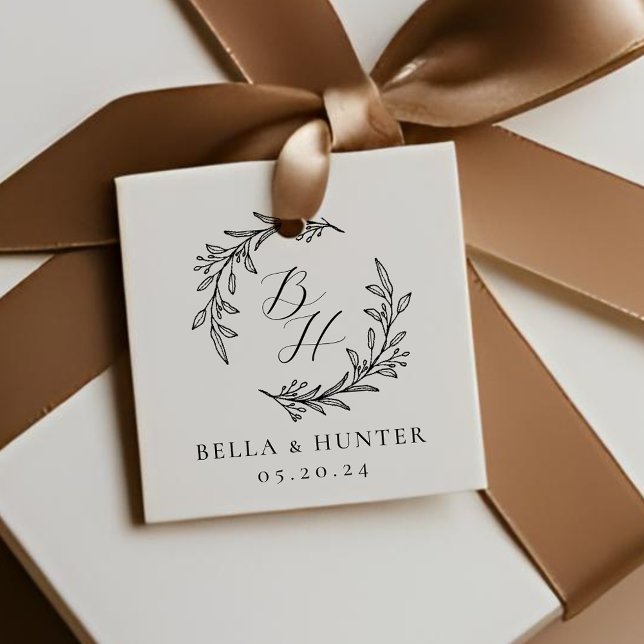 Floral Wreath Wedding Initial Monogram Geschenkanhänger (Von Creator hochgeladen)