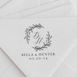 Floral Wreath Wedding Initial Monogram Permastempel