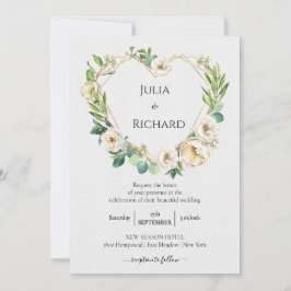 Floral Wreath | White Peony Wedding Celebration Einladung