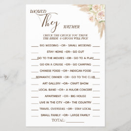 Floral Würden sie lieber eine Spielkarte duschen Flyer