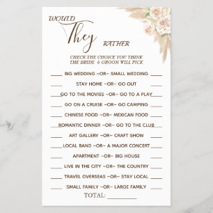 Floral Würden sie lieber eine Spielkarte duschen Flyer