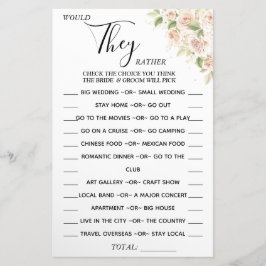 Floral Würden sie lieber eine Spielkarte duschen Flyer