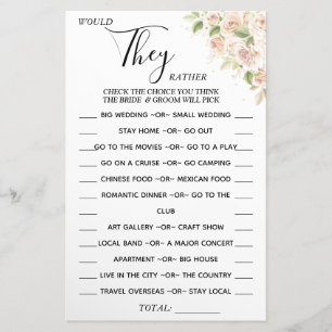 Floral Würden sie lieber eine Spielkarte duschen Flyer