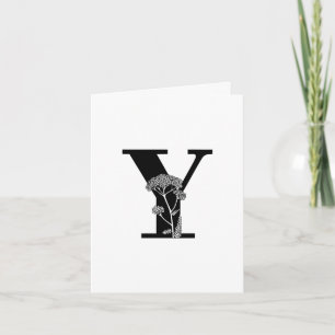 Floral-Y-Monogramm auf weißer Notizkarte