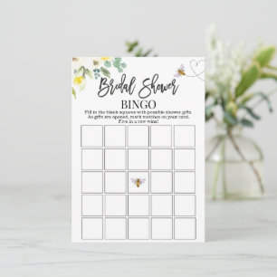 Floral Yellow Bee Bingo Game Card