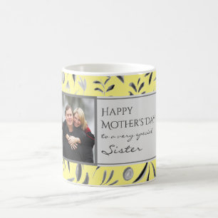 Floral YELLOW Happy Mother Day SISTER Foto Kaffeetasse