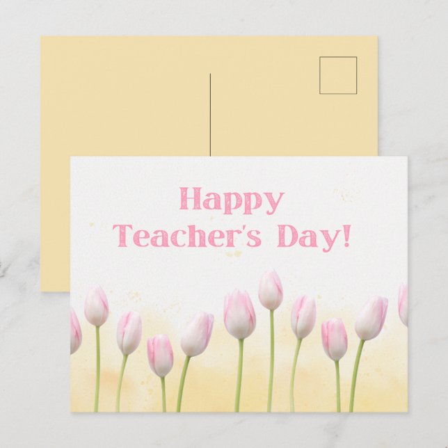 Floral Yellow Happy Teachers Day Postkarte (Vorne/Hinten)