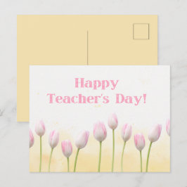 Floral Yellow Happy Teachers Day Postkarte
