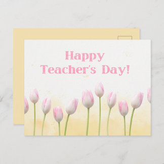 Floral Yellow Happy Teachers Day Postkarte