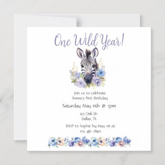 Floral Zebra Birthday Magneteinladung