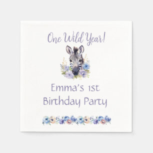 Floral Zebra Birthday Serviette