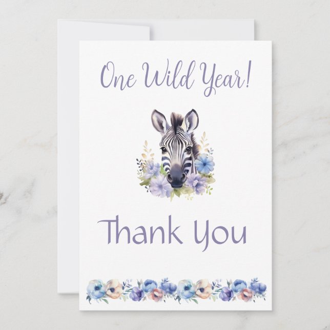 Floral Zebra Geburtstag Danke Karte (Vorderseite)