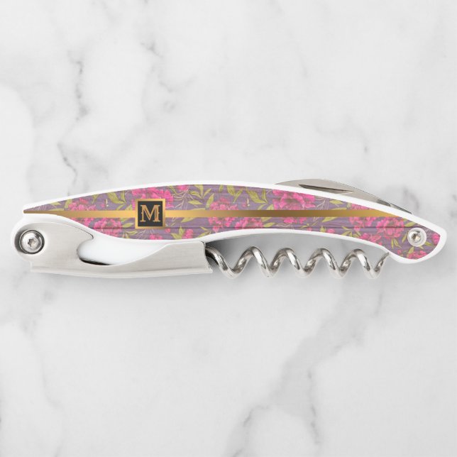 Floral zu Wood Popular Geschenk Kellnermesser (Vorderseite)