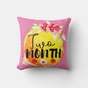 Floral Zwei Monate alt Baby Milestone Label Throw  Kissen