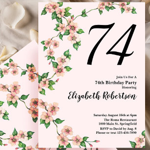 Florale 74. Geburtstagseinladung in Rosa Einladung