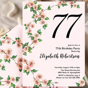 Florale 77. Geburtstagseinladung in Rosa Einladung