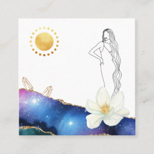 *~* Florale Achat-Kristalle Kosmisches Gold Göttin Quadratische Visitenkarte
