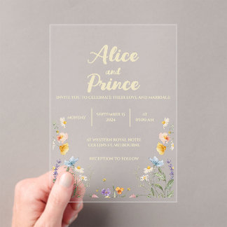 Florale Acryl-Einladung zur Hochzeit Acryleinladungen