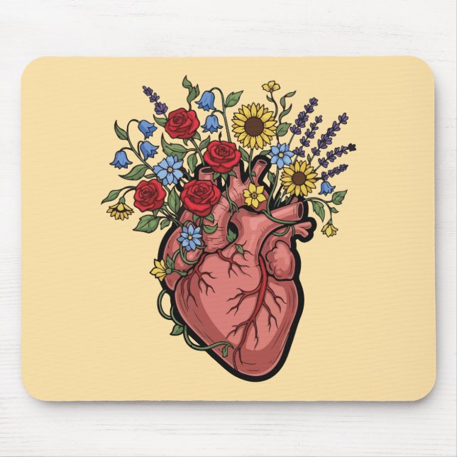Florale anatomische Herzabbildung Mousepad (Vorne)