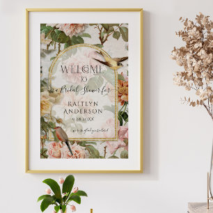 Florale Aquarell-Botanik zur Begrüßung der Brautpa Poster