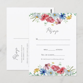 Florale Aquarell-Hochzeits-RSVP-Postkarte Postkarte