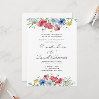 Florale Aquarell-Kirchenhochzeits-Einladung Einladung