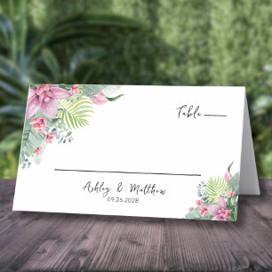 Florale Aquarell-Tropische Hochzeit Platzkarte