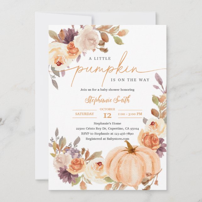 Florale Babyparty Einladung (Vorderseite)