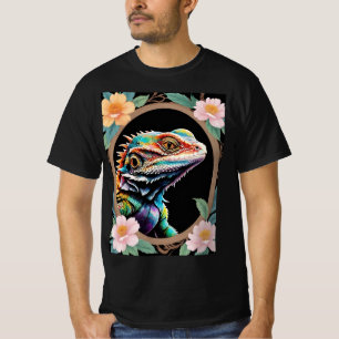 Florale Bartagame in ovalem Holzrahmen T-Shirt