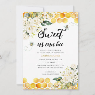 Florale Bienen-Babyparty geschlechtsneutral Einladung