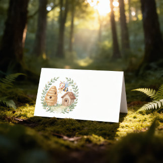 Florale Bienenstöcke und kleine Biene Baby Shower  Platzkarte