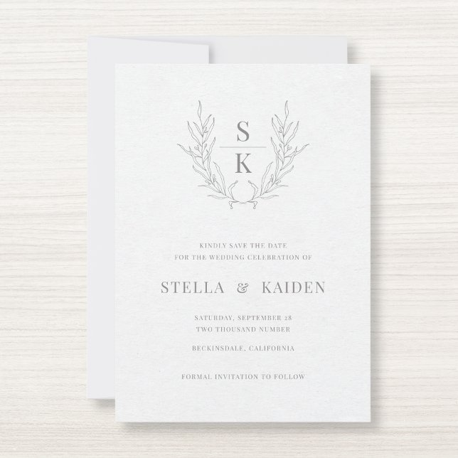 Florale Blätter, die moderne Hochzeiten Gezeichnet Save The Date (Von Creator hochgeladen)