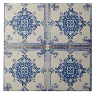 florale blaue moderne portugiesische Azulejos-Deko Fliese
