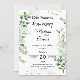 Florale Boho-Grün-Hochzeit-Jubiläum Einladung