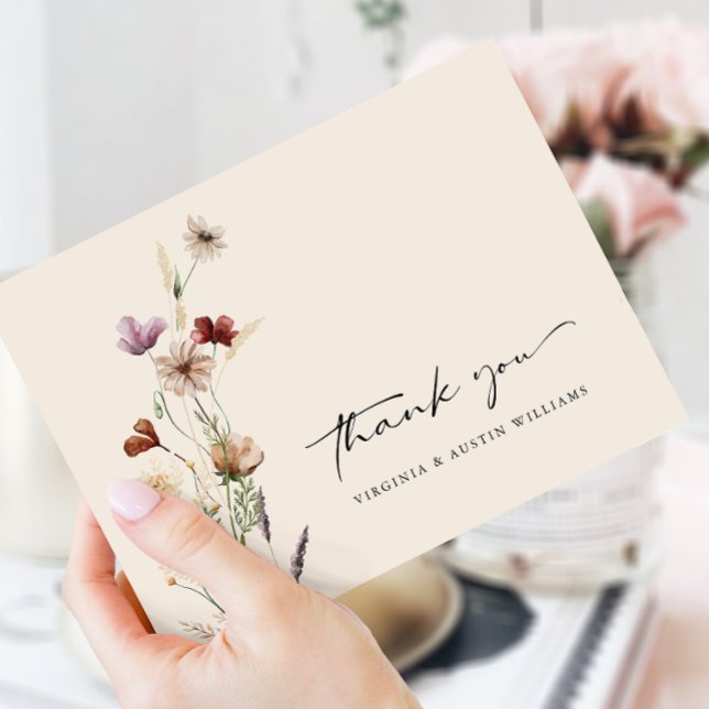 Florale Boho-Hochzeit Dankeskarte (Floral Boho Wedding Thank You Card
)