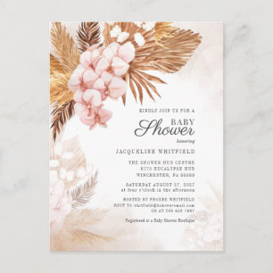 Florale Boho-Pampasgras-Baby-Shower-Terrakotta Einladungspostkarte